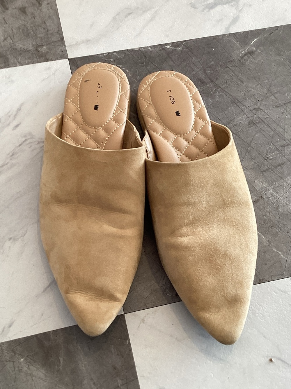 RDI Tan Suede Pointed-Toe Mule Slides